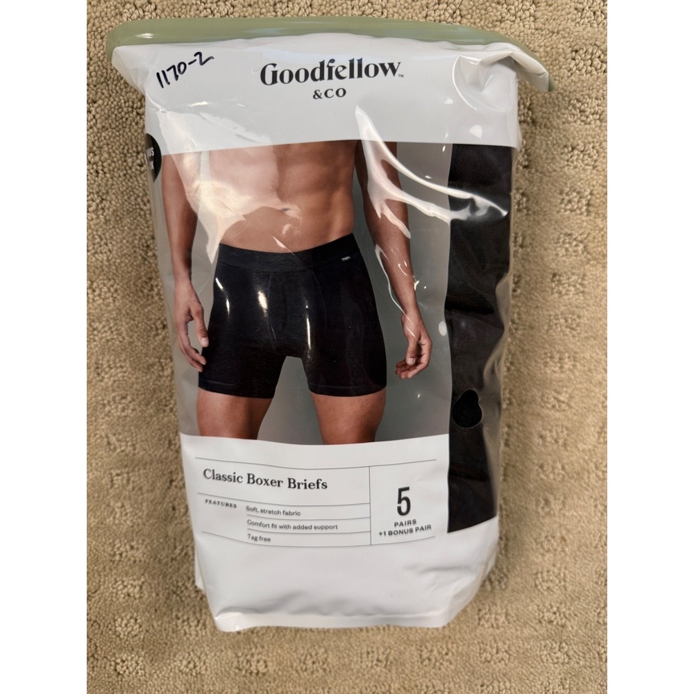 NWT Goodfellow & Co Mens Boxer Briefs 6 Pack Black Cotton Stretch XL 40-42 #1170 - Picture 13 of 13